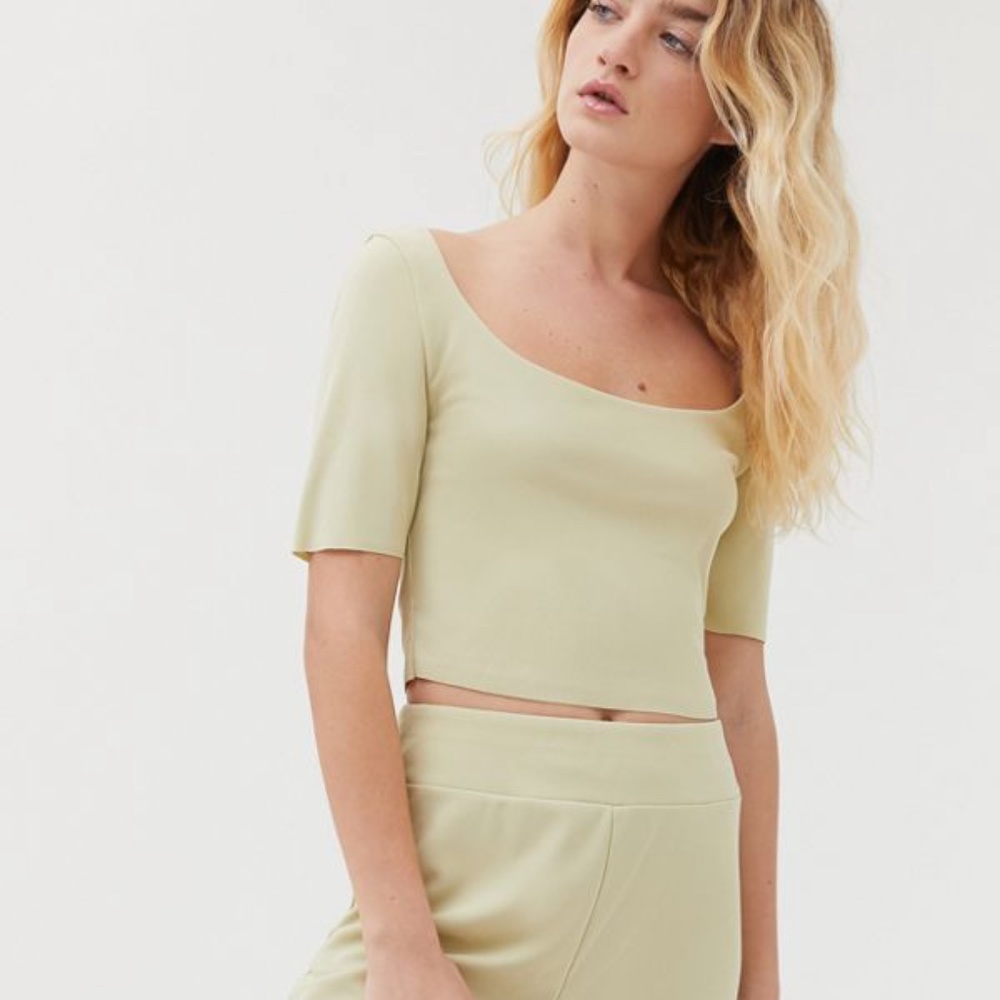 Urban Outfitters Bristol Boatneck Crop Top NWT in Light Muted Green
